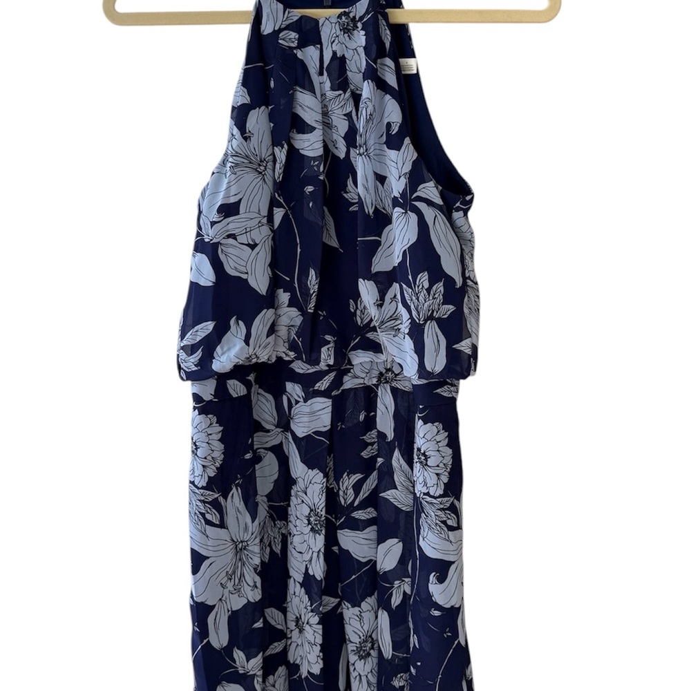 Never Worn Blue Floral Halter Mini Dress by Eliza J
